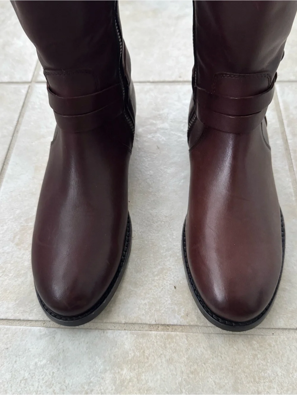 Frye Melissa Belted Tall Leather Riding Boots Womens 6.5B Redwood Brown FR40062